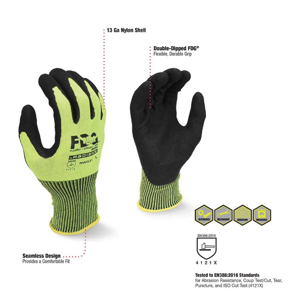 Radians RWG31 FDG Coating High Visibility Work Glove